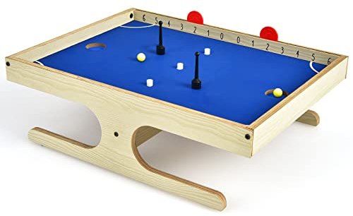 GOPLUS Juego de mesa para 2 personas, mesa magnética con asas, 2 bolas y goleador manual, juego de habilidad para niños y adultos, 45 x 33,5 x 14 cm