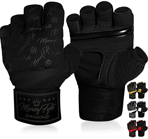 Quick Gel Boxing Wraps Under Boxing Gloves - Kickboxing MMA Muay Thai - Fist, Knuckle, Wrist Wrap Protection Inner Glove Hand Wraps - Men Women Kids - MoneyFyte (All Black, X-Small)