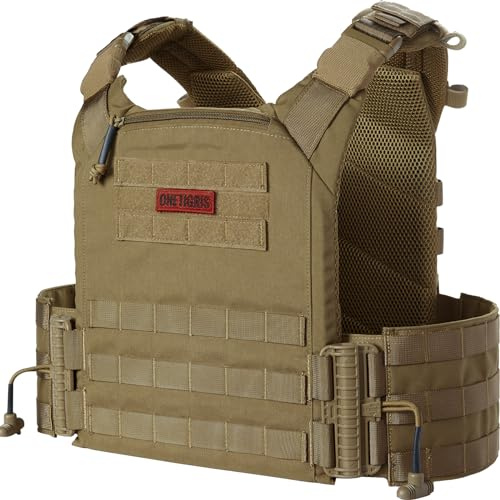 OneTigris Gilet tactique FYR Airsoft, Gilet Porte Plaque, Réglable et respirant, Gilet par Balle pour Paintball Police Airsoft