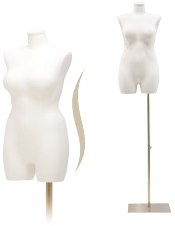 Plus Size Female Mannequin with Metal Base for Clothing Store Dress Display | Full Figure Woman Body Window Mannequins for clothes and Jewelry Displays and Designs,White