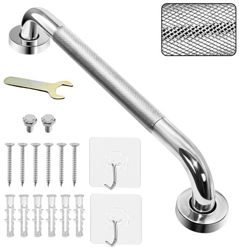 Barre d'appui 330 mm en acier inoxydable 304 antidérapant chromé pour salle de bain, poignée auxiliaire antidérapante, poignée de sécurité pour cuisine, chambre à coucher, baignoire, douche, marches,