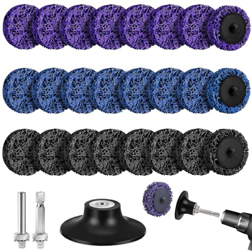 Disco abrasivo CSD, 20 unidades, disco de limpieza grueso, 50 mm, juego de discos de limpieza de nailon, eliminación de pintura, óxido para amoladora angular, lila, negro y azul