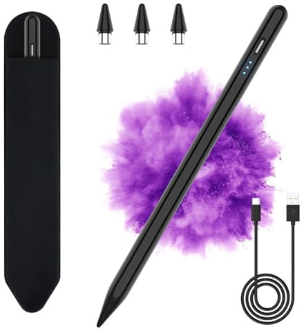 Lapiz para Tablet con Alta Precisión y Sensibilidad de Inclinación, Stylus Pen Compatible con Samsung, Lenovo, Xiaomi, Huawei Tablet y Teléfonos, Lápiz Universal con 3 Puntas de Repuesto(Negro)