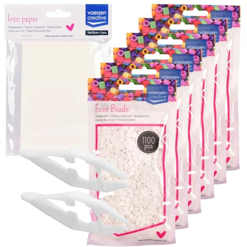 Vaessen Creative Set di Perline da Stirare 5 mm da 6600 Pezzi i Colori Bianco - Perline Pixel Art per Lavoretti Creativi - Creazione di Gioielli, Decorazioni, Ornamenti e Altre Idee Fai da Te