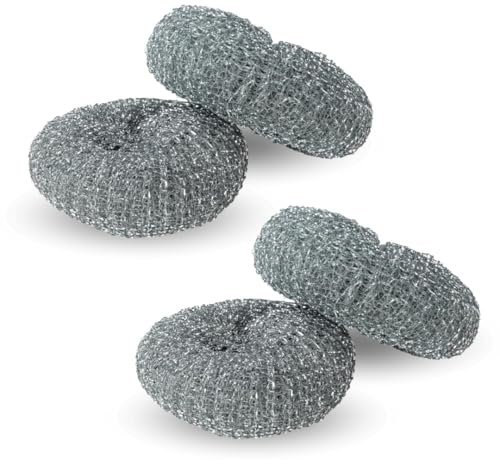 PARENCE.- Set de 4 esponjas metálicas - 10cm de diámetro Limpieza Pesada - 4 Piezas