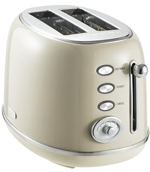 Wiltal Grille-Pain Rétro 2 Fentes Acier Inoxydable - Compact Support Viennoiseries, 6 Niveaux, Décongélation, Réchauffage, Arrêt Automatique