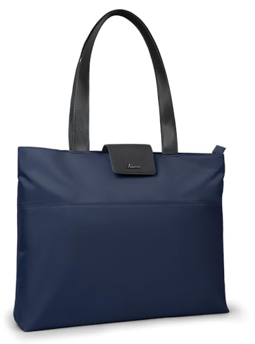 SIMTOP Shopper Tasche Damen Groß mit Reißverschluss 16,2 Zoll Laptop Handtasche Polyester Tote bag Henkeltaschen für uni Sporttasche Schule Strandtasche Shopping Arbeitstasche Reisen,DunkelBlau