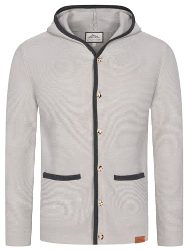 Steigenhöfer Cardigan da uomo con cappuccio – Cardigan per uomo – Max – Giacca tradizionale per abbigliamento Oktoberfest – Bottoni effetto corno – Comodo gilet tradizionale, grigio., L