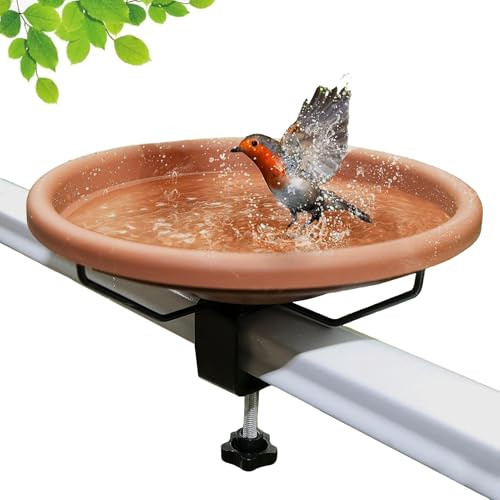Baño de aves – De instalación rápida y fácil, baños de aves de adaptación versátil para el jardín | Baños de metal para guardabarros, vallas, jardín, patio, patio, porche, M