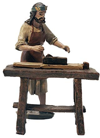 Carpenter con banca | Figure misteriose |Figure del presepe |Serie 11 cm| Progettato da José Luis Mayo Decorazione natalizia |Nascita