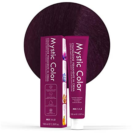 Mystic Color - Colore Castano Chiaro Viola 5.2 - Tinta per Capelli - Colorazione Professionale in Crema a Lunga Durata - Con Cheratina Idrolizzata, Olio di Argan e Calendula - 100 ml