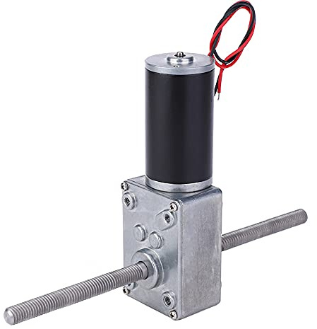Motoriduttore a Vite Senza Fine DC 12V, Doppio Albero M8, Filetto Destro, Alto Momento Torcente, Rapporto di Riduzione 200
