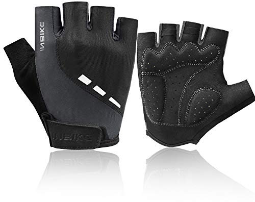 INBIKE Fahrradhandschuhe Kinder Herren Männer Fahrrad Handschuhe MTB Radhandschuhe Kurz für Radsport Moutainbike Radfahren Rennrad schwarz&Grau L