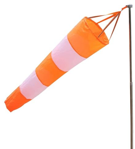 DEWIN Manica a Vento, Calza di Misurazione del Vento Calza di Nylon da Aeroporto Airport Rip-Stop Borsa per Calza di Misurazione All'aperto con Cintura Riflettente (0,8M Rosso Bianco Fluorescente)