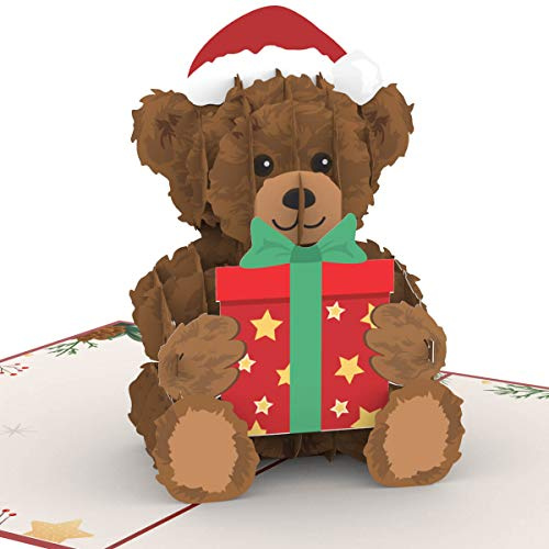 papercrush® Biglietto pop up auguri Natale 3D orsacchiotto - Carta regalo natalizia per fidanzato o padre, donna (fidanzata, mama, nonna) e bambini - Cartolina portasoldi con orsetto per auguri Natale