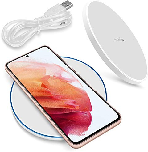 QI Wireless Kabellos Ladestation kompatibel mit Samsung Galaxy S25 S24 S23 S22 S21 Plus Ultra FE 5G Ladematte Charger Induktives Universal Schnellladegerät, Farben:Weiss