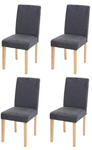 Mendler 4er-Set Esszimmerstuhl Stuhl Küchenstuhl Littau - Textil, anthrazitgrau, helle Beine