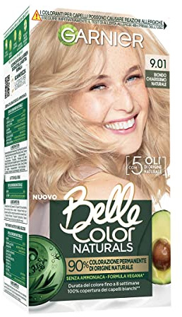 Garnier Belle Color Naturals Permanente Haarfarbe, für eine leuchtende Farbe bis zu 8 Wochen, ohne Ammoniak zu 90% natürlichen Ursprungs, sehr helles Naturblond 9.01