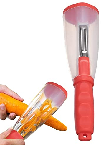 Hitburu Pelapatate Multifunzionale in Acciaio Inossidabile,Pelapatate con Contenitore - Gadget da Cucina con sbucciatura Rapida con Impugnatura ergonomica per Frutta e Verdura