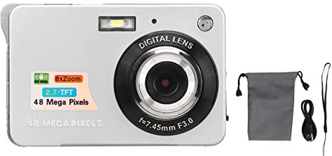 4K Digital Camera for Photography, 48MP Vlogging Camera Compact Pocket Camera with 2.7in LCD Display, 8X Anti Shake Vlogging Camera for Adult Seniors Students Kids Beginner (Silver)
