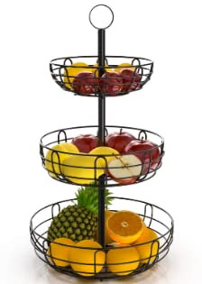 Bomclap Cestino per Frutta a 3 Ripiani, per Risparmiare Spazio, per Dolci e Verdure