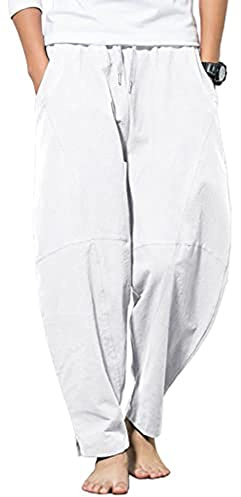 YAOBAOLE Pantalon Homme Lin Et Coton Pantalon Toile Été Pantalons Detente Yoga Léger Regular Taille Elastique
