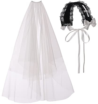 BLESSUME 1pc Mujeres Triángulo Patrón Velo Clásico Mantilla Suave Encaje Capilla Velo, Blanco 12, Talla única