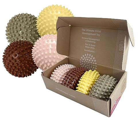Edushape Pelota sensorial original para bebé, pelota de bebé de color bohemio chic de 4 pulgadas que ayuda a mejorar las habilidades motoras gruesas para niños de 6 meses en adelante, gran relleno de