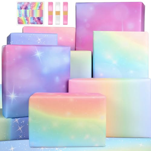 Geschenkpapier für Mädchen Frauen Geburtstags Geschenkpapier Geburtstag Natur Geschenkpapier Rosa Lila Geburtstagspapier,Packpapier Geschenkpapier Elegant für Valentinstag Hochzeit mit Etiketten Band