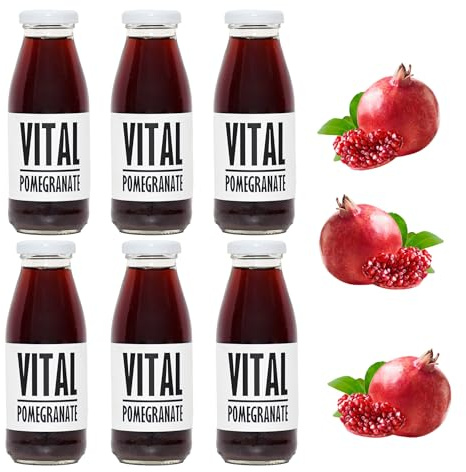 PRESSUICE Fresh Vital Pomegranate Juice not from concentrate - 6 bottles pack x 250 ml Fruit Juices NFC - Natural Pressed Semi Sweet Drink - No added Sugar - Soft Refreshing drinks