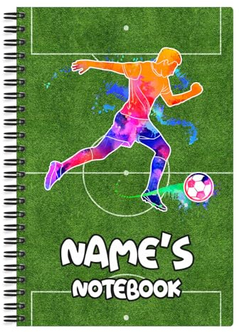EnvyFone Personalised FOOTBALL Pitch A5 Notebook | for School Collage University Homework | Boys Girls Teens Work | Ball Kit | Gift for Football Fans (Dribble)