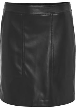 OPUS Damen Minirock | Minirock RELVINA Edgy A-Linie in Lederoptik Black, 42