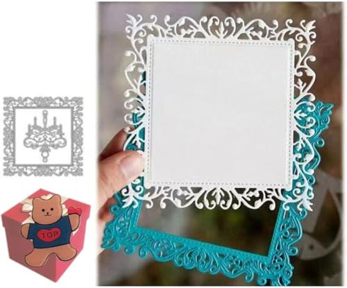 Lace Leaf Vine Square Frame Dies for Card Making, Cut Stencils Scrapbooking Cutting Dies for DIY Scrapbooking Photo Album Decorative Embossing Paper Dies for Card Making Templated Die-Cutting