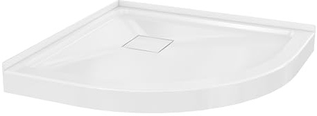 Montjardin 38 x 38 Round Corner Double-Threshold Shower Pan Base with Center Drain in Glossy White