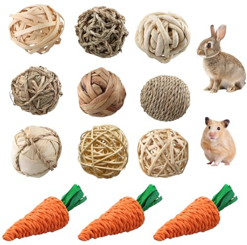 Aohyue 12 Pezzi Giocattoli per Conigli, Palla di Salice, Palla da Rosicchiare per Porcellini d'India, Giocattolo Naturale per Piccoli Animali, Adatto a Conigli, Porcellini d'India, Gerbilli e Uccelli