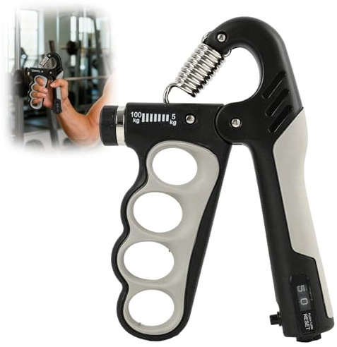 Entrenador de manos y antebrazos, con resistencia ajustable de 5 a 100 kg, función de conteo integrado y mango antideslizante, para entrenamiento de manos y antebrazos (deportistas, rehabilitación)