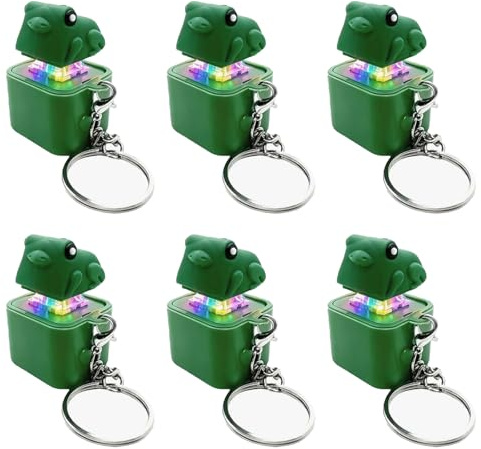 Giocattolo Antistress a Forma di Rana Che Warra, Tasto Sonoro con Luci e Suoni, Portachiavi Fidget per Bambini, Ragazzi e Adulti, Idea Regalo Verde, Set di 6 pezzi