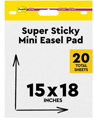 Post-it Super Sticky Mini Meeting Chart, 38 cm x 45.7 cm, 20 Sheets/Pad, 1 Pad/Pack, White Color - For Brainstorming Anywhere and Keeping all Ideas Visible