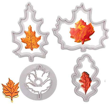 Juego de cortadores de galletas de hoja de otoño – arce, roble, hojas de Aspen Fondant Cutters Set para pasta de goma, dulces de azúcar, decoraciones de pastel para fiesta de Acción de Gracias
