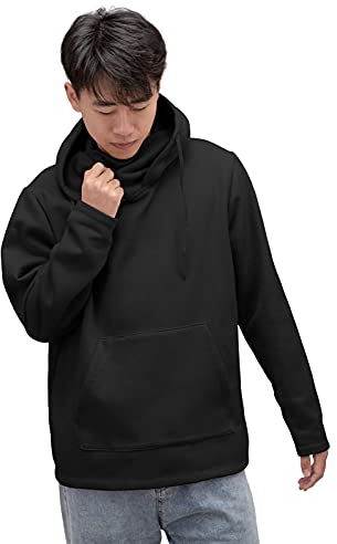 Velosso Masked Hoodie Long Sleeve Casual Hooded Sweatshirt Fleece Cover Mask Snood Hoodie Pullover Drawstring Hood (Black, L)