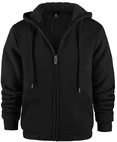 JACKETOWN Sweat Homme Capuche Zippé Veste Polaire Chaude Hiver Sprort Doublé Sweat-Shirt à Capuche Doublure Hoodie