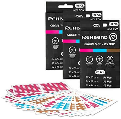Rehband Crosstape, Gittertape-Sport Größen, Akupunkturpflaster für Sport & Alltag, Farbe:Farbmix, Größe:306 Stück