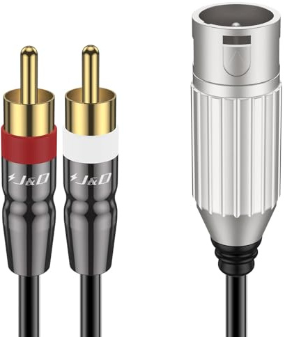 J&D Cavo XLR Maschio a 2x RCA 1,5m, 3 pin XLR Maschio a 2 x Phono RCA Adattatore Sdoppiatore Cavo Patch, Adattatore Interconnect Audio Stereo Unbalanced, 1,8 Metri