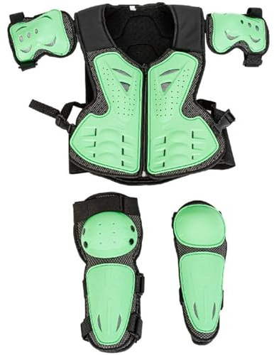 Kcolic Pack De 5 Chaquetas Protectoras De Moto, Armadura De Moto para Niños con Rodilleras, Coderas, Armadura De Pecho, Carreras, para Deportes Al Aire Libre, 4/6/8/10/12/14 Años A