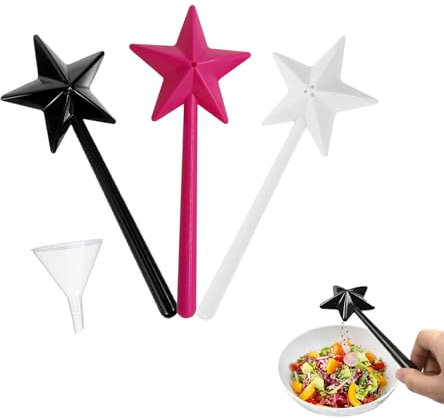 Kaizuca 3 Pieces Magisches Zauberstab Salzstreuer Set Mit Kleinen Trichter, Zauberstab Gewürzstreuer, Salz- Und Pfefferstreuer,Sternförmiger Zauberstab Gewürzstreuer für Die Küche（3 Farben）