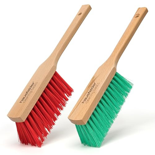 Hausfelder Set de 2 balais à Main pour extérieur, balayette Long Manche, Balai avec Poils durs et mi-durs