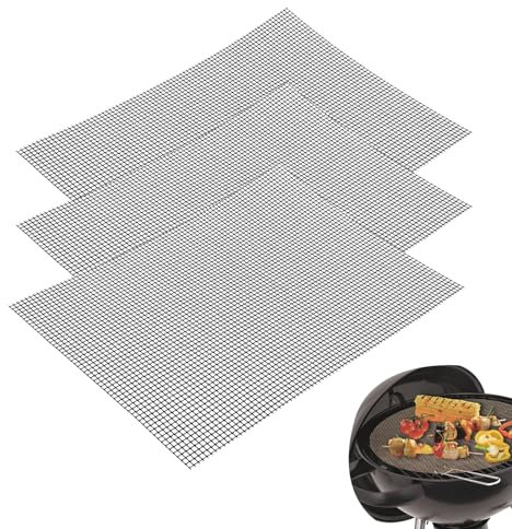 Rejilla para Parrilla Barbacoa, 3 Piezas Alfombrillas para Parrilla, 42x36cm Alfombrilla de Malla de Teflón para Parrilla, para Carbón, Parrilla Eléctrica, Horno