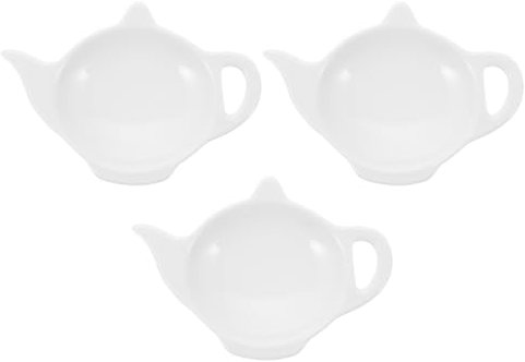 PRETYZOOM 3pezzi Vassoio Da Tè in Ceramica Porta Bustine Di Tè Vassoio Da Tavolo Per Servire Spezie e Salse Accessorio Da Cucina Funzionale e Elegante