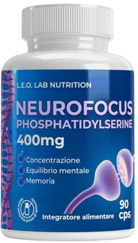 Fosfatidilserina Pura 400mg 90cps - Integratore Nootropico Forte per la Mente: Concentrazione, Memoria e per Abbassare il Cortisolo