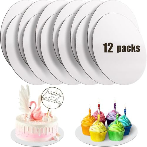Tiusixsy (12 Pcs sottotorta tondo 30 cm /12 Pollici di Cartone, Vssoio Torta Rotondo in Cartone Base Torta Rivestita per Decorazione di Torte di Matrimoni e Compleanno